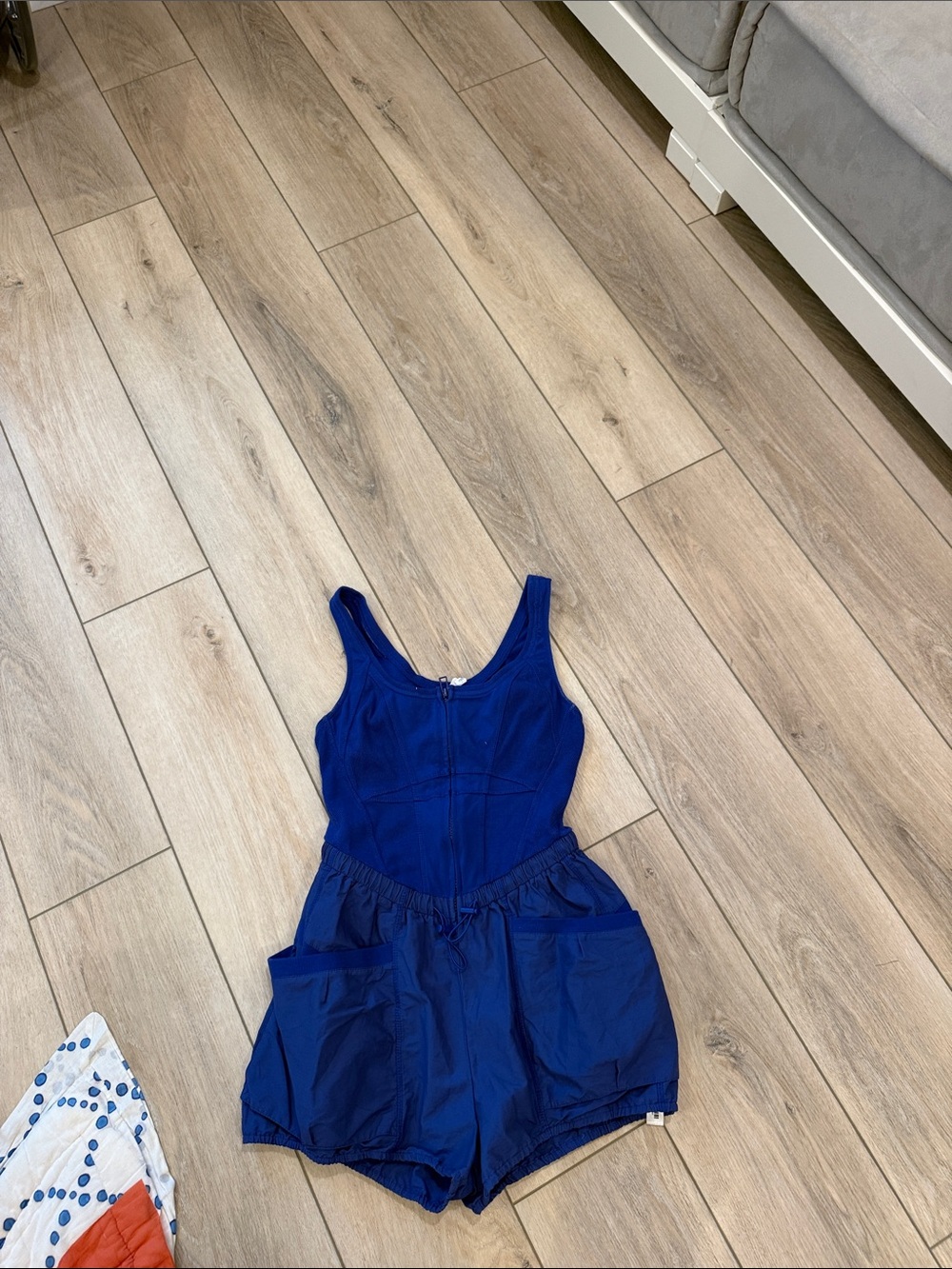 Anthropologie Royal Blue Tank Romper with Pockets